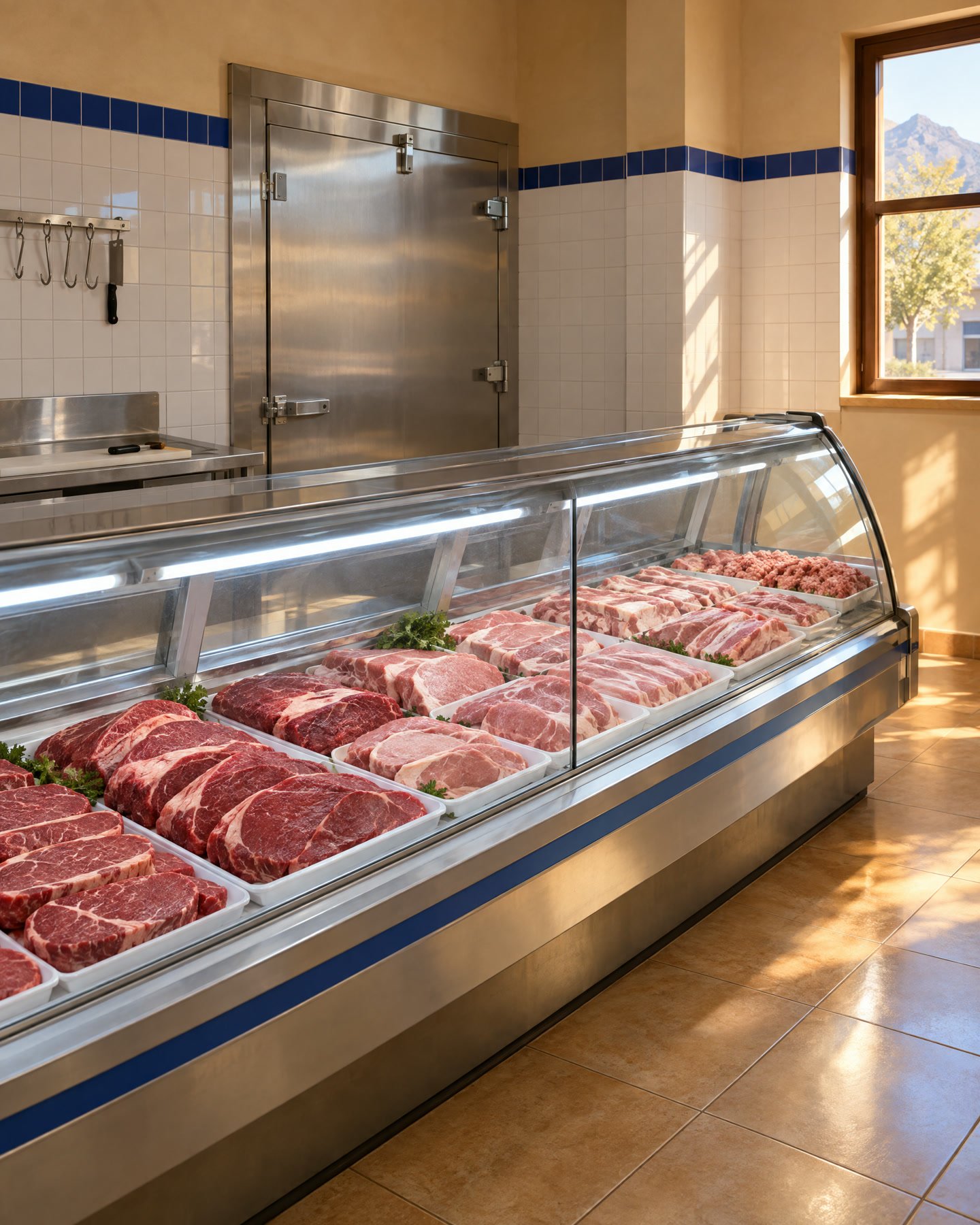 Carnicería con vitrina refrigerada y cámara fría