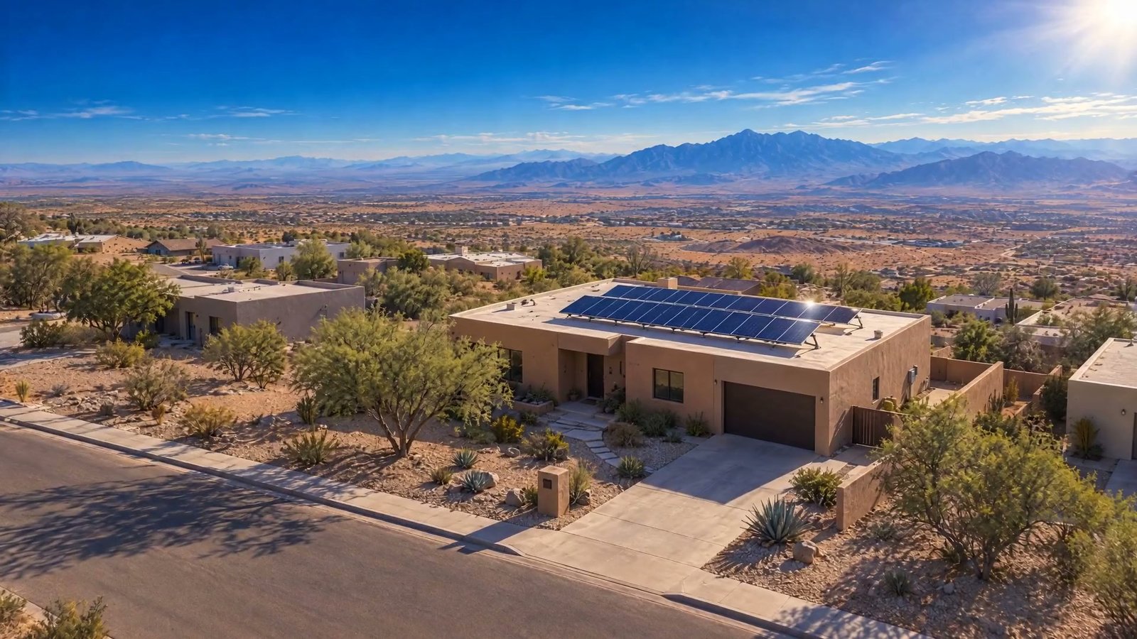 Casa en Chihuahua con paneles solares en la azotea
